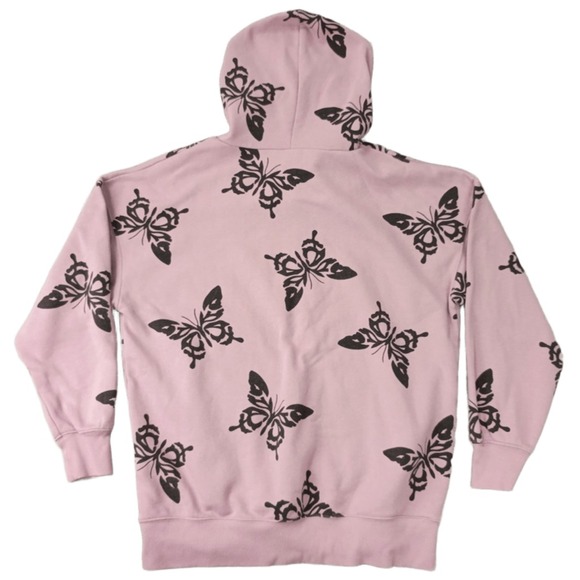 Wild Fable Women's L Purple Butterfly Print Hoodie Pullover Casual Fleece Top - Picture 2 of 13